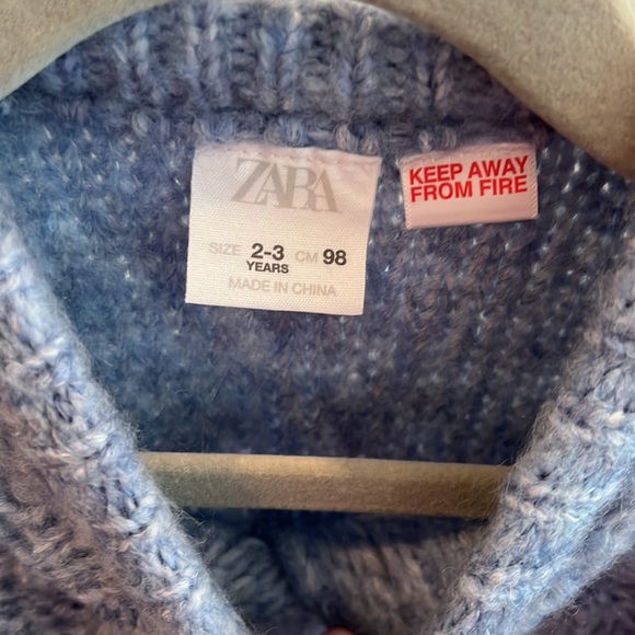Zara girls size 2-3 light blue cardigan sweater - Picture 2 of 3